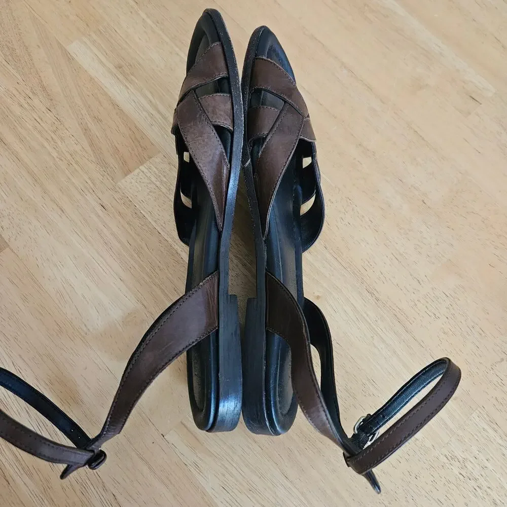 Me + Em Italian Leather Interwoven Strappy Sandals sz 41